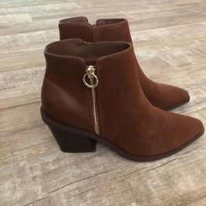 Brown heeled booties